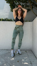 Load image into Gallery viewer, Sage Green Marble Scrunch Booty Leggings